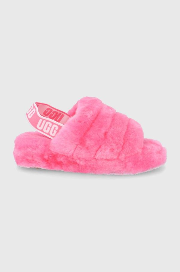 Vlněné pantofle UGG Fluff Yeah růžová barva