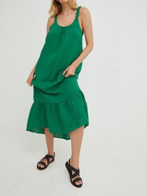 Plátěné šaty Answear Lab Hand Wash zelená barva, maxi