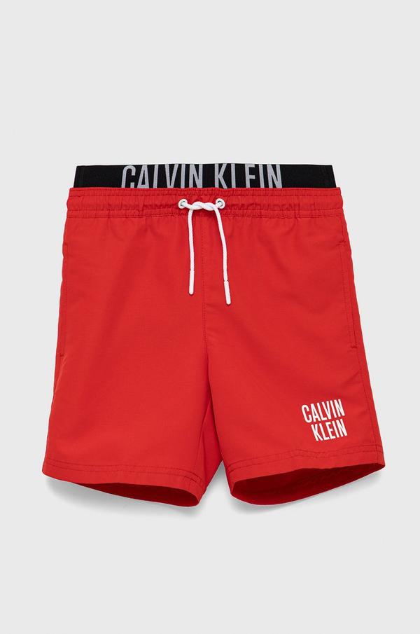Dětské plavkové šortky Calvin Klein Jeans červená barva