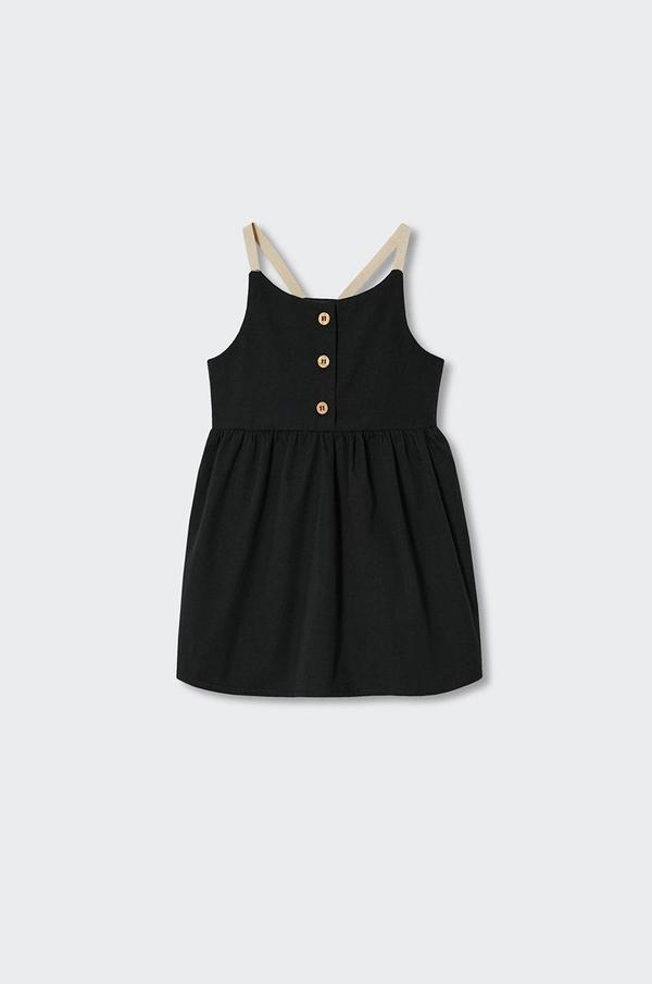 Dětské bavlněné šaty Mango Kids Nero černá barva, mini