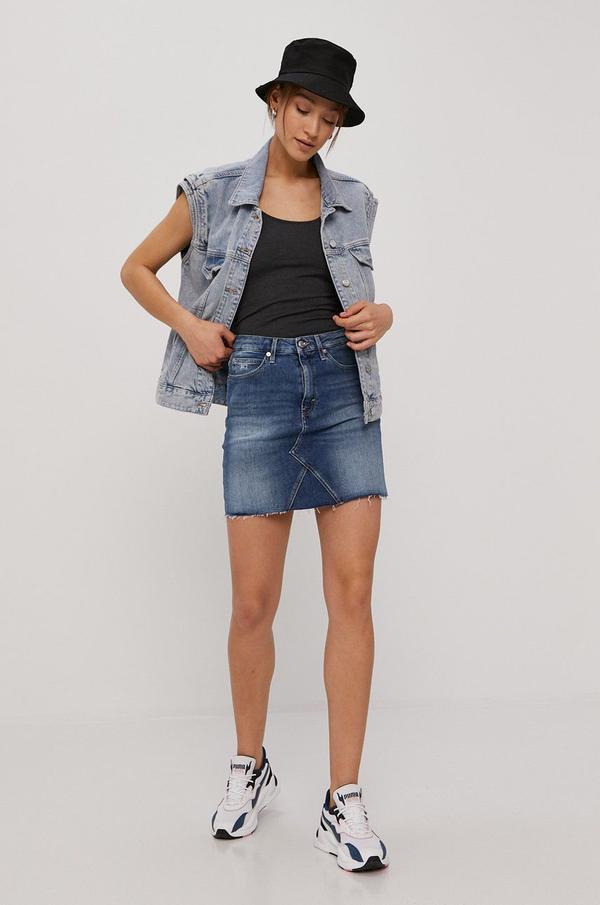 Džínová sukně Tommy Jeans mini, jednoduchá