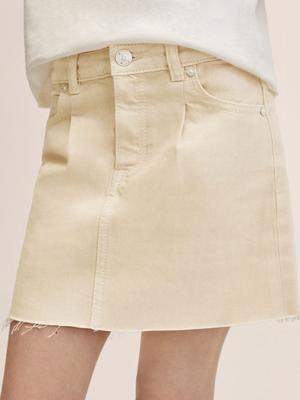 Dětská riflová sukně Mango Kids Belen béžová barva, mini, jednoduchý