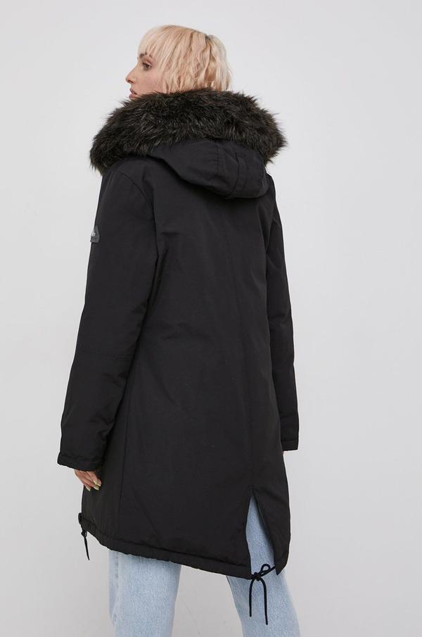 Péřová bunda Superdry dámská, černá barva, zimní