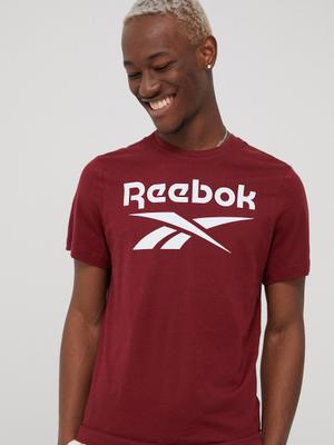 Bavlněné tričko Reebok HF0771 vínová barva, s potiskem