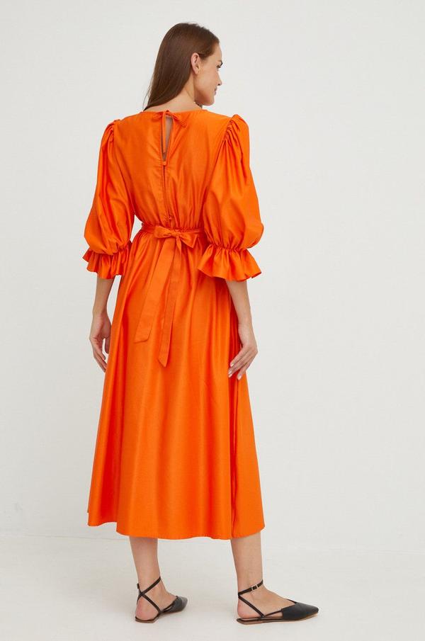 Bavlněné šaty Answear Lab oranžová barva, maxi
