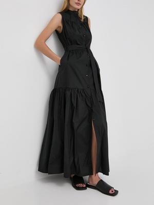Bavlněné šaty Silvian Heach černá barva, maxi, áčková