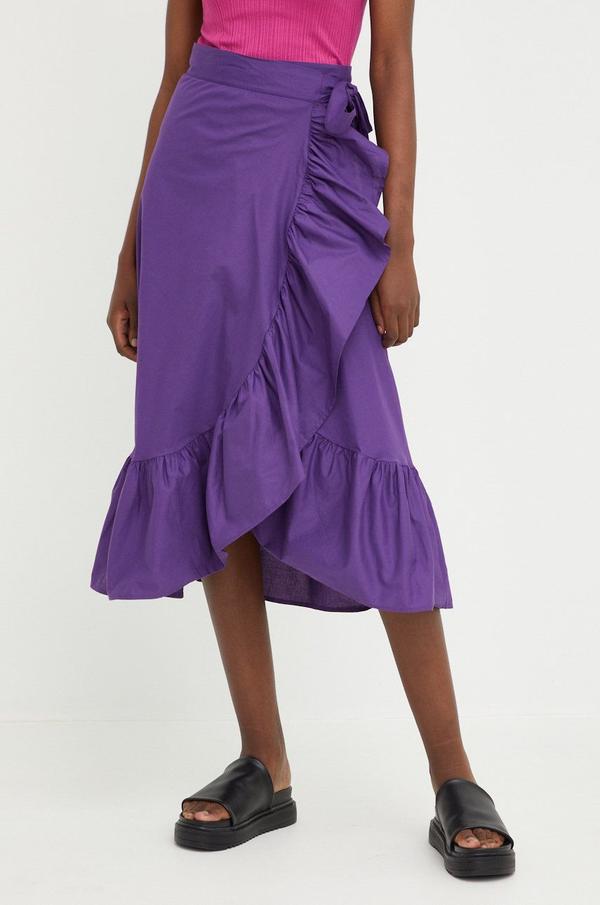 Bavlněná sukně Answear Lab fialová barva, midi, áčková