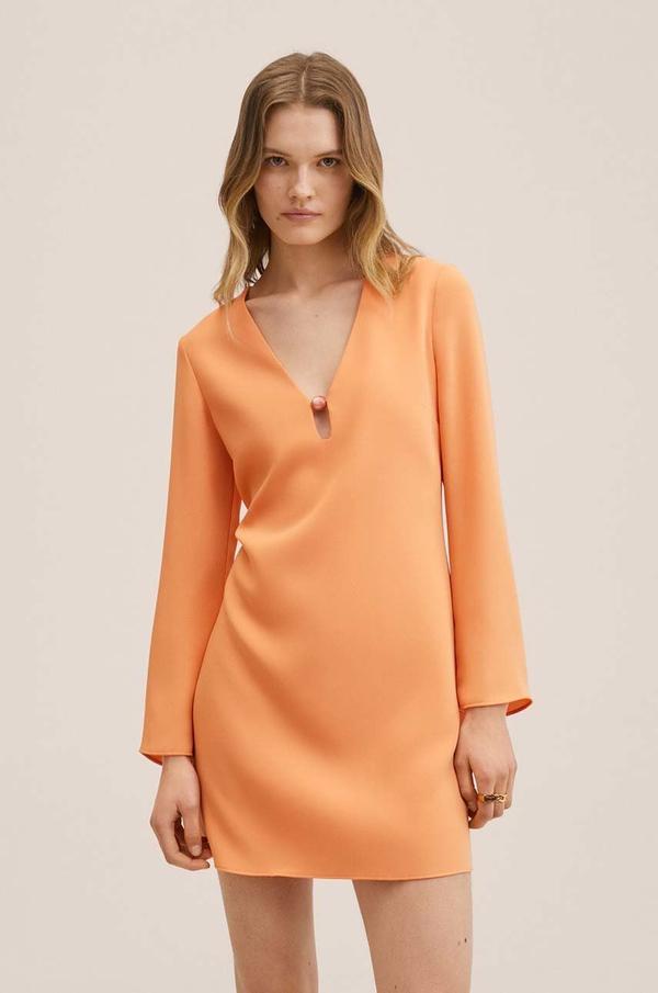 Šaty Mango Almond oranžová barva, mini