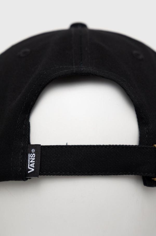 Bavlněná čepice Vans černá barva, s aplikací