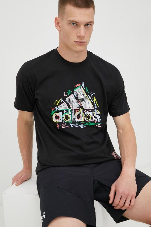 Bavlněné tričko adidas Performance Pride černá barva, s potiskem