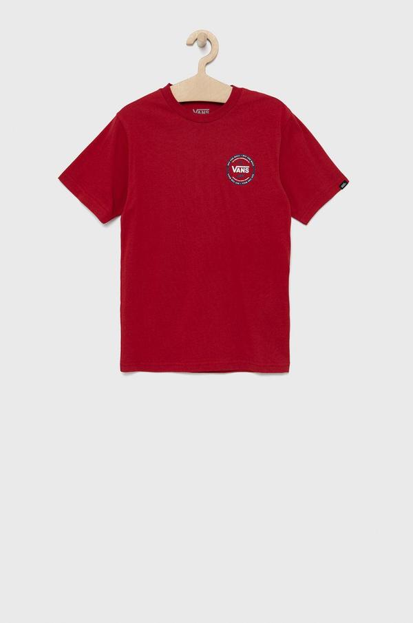 Dětské bavlněné tričko Vans červená barva, s potiskem