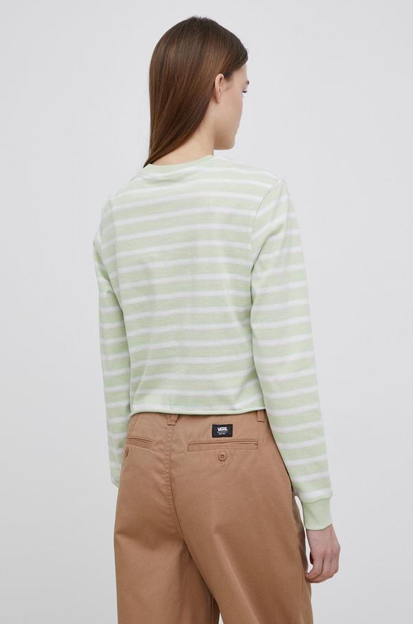 Bavlněné tričko s dlouhým rukávem Vans zelená barva