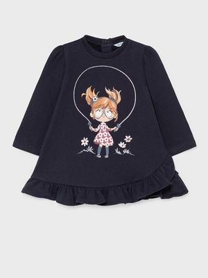 Dětské bavlněné šaty Mayoral tmavomodrá barva, mini, áčkové