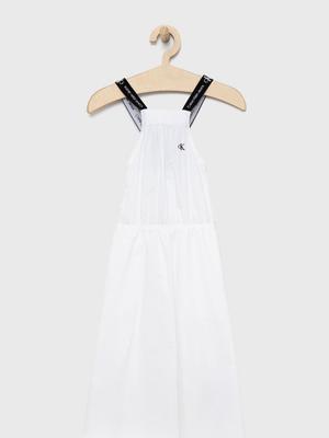 Dětské bavlněné šaty Calvin Klein Jeans bílá barva, mini