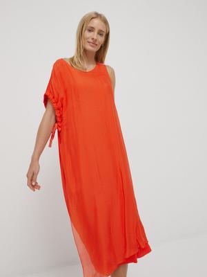 Šaty Deha oranžová barva, midi, jednoduchý