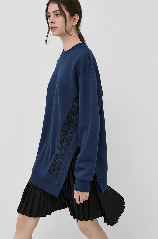 Šaty Karl Lagerfeld tmavomodrá barva, mini, oversize