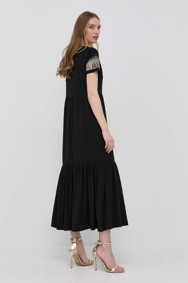 Šaty Liu Jo černá barva, maxi, áčková