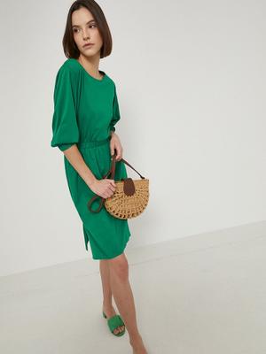 Bavlněné šaty Medicine zelená barva, mini, áčkové