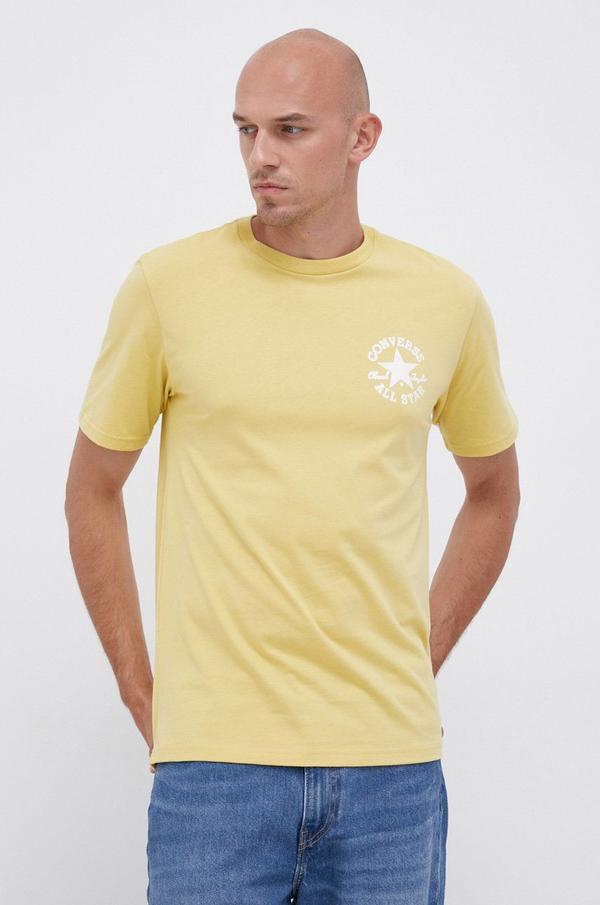 Bavlněné tričko Converse žlutá barva, s potiskem