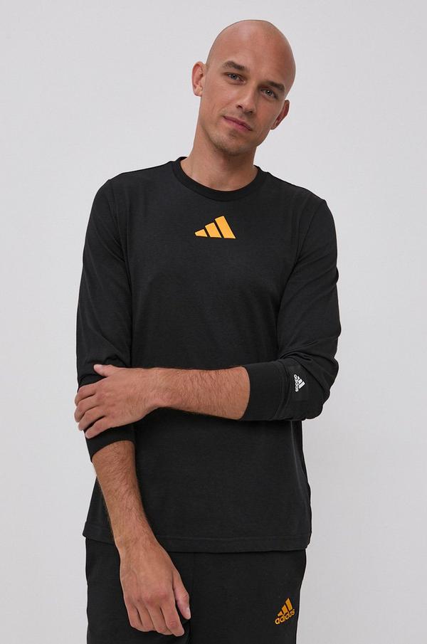Tričko s dlouhým rukávem adidas Performance GU3635 pánské, černá barva, s potiskem