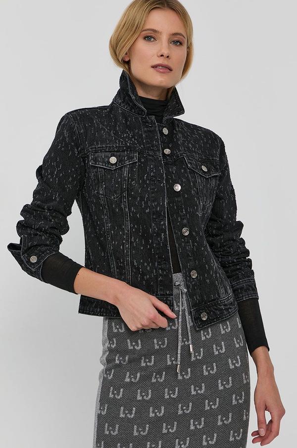 Džínová bunda Liu Jo dámská, černá barva, přechodná