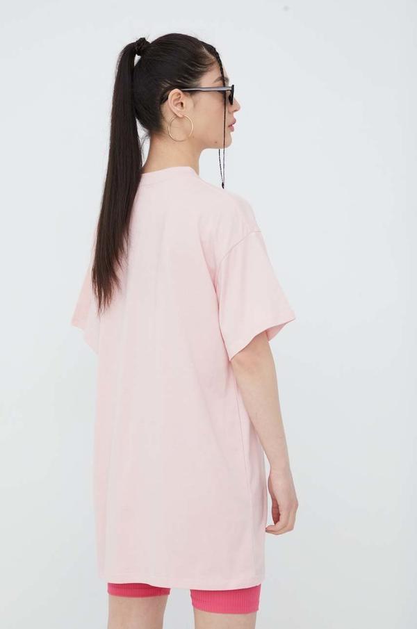 Bavlněné šaty Prosto růžová barva, mini, oversize