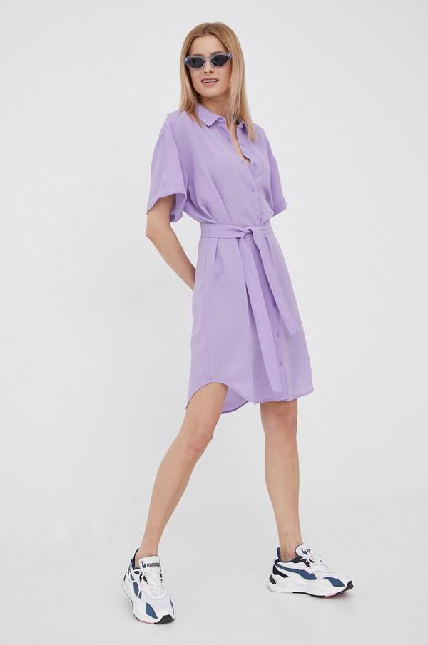 Šaty Noisy May fialová barva, mini