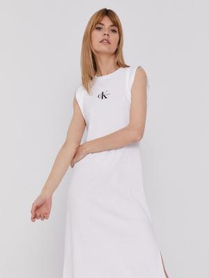 Šaty Calvin Klein Jeans bílá barva, midi, jednoduché