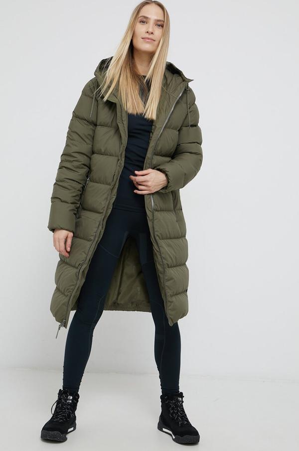 Péřová bunda Jack Wolfskin dámská, zelená barva, zimní
