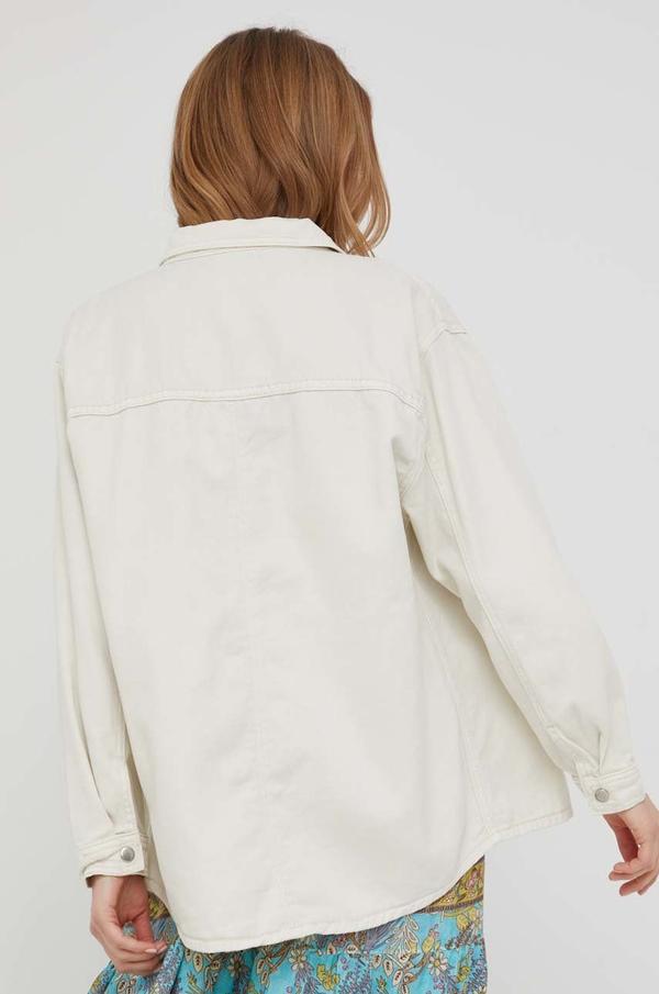 Džínová bunda Answear Lab dámská, béžová barva, přechodná